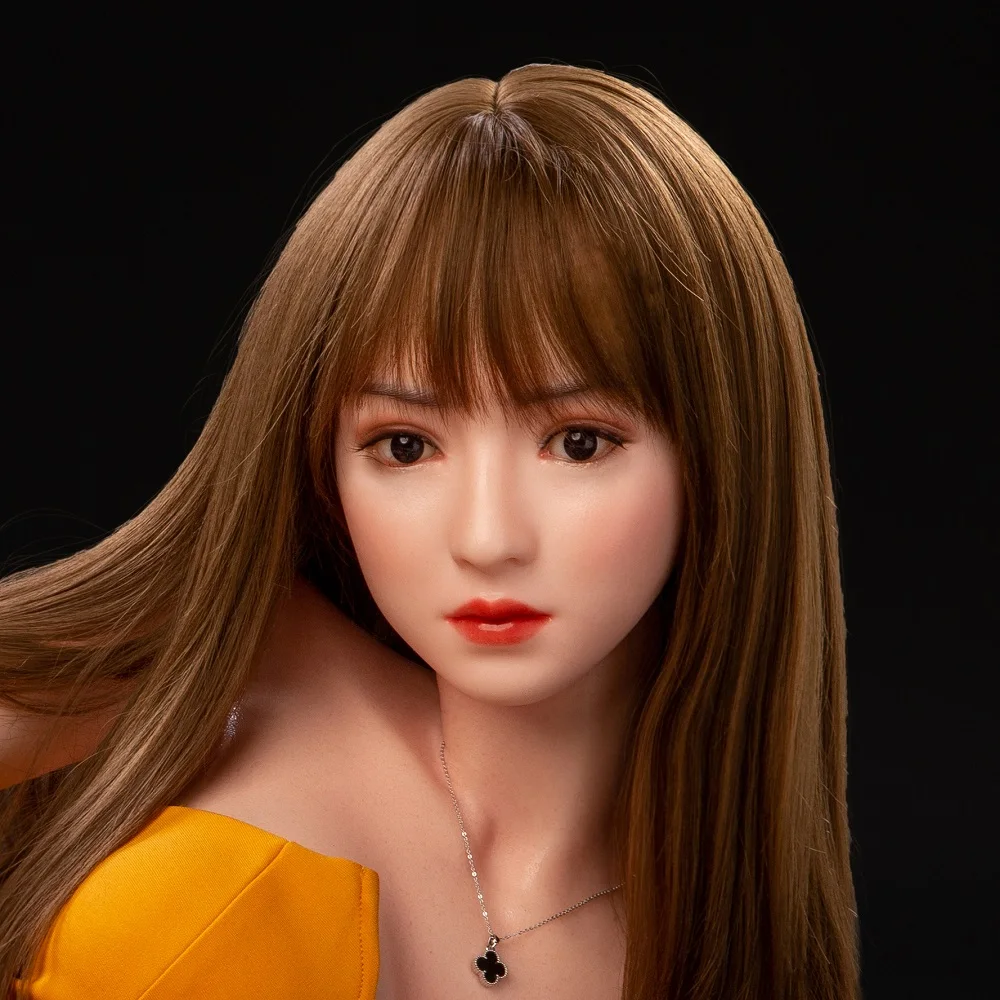 

Realistic Full Silicone Sex Doll Head Implanted Hairs Lifelike Adult Sexy Love Toys Heads For Men Masturbator