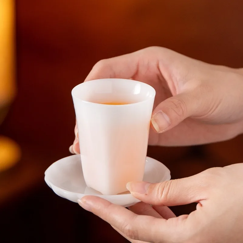 Jade Porcelain White Porcelain Tea Cup Tasting Bowl Conical Aroma Gourd Cup Single Gift Box Kung Fu Tea Set China Home Use