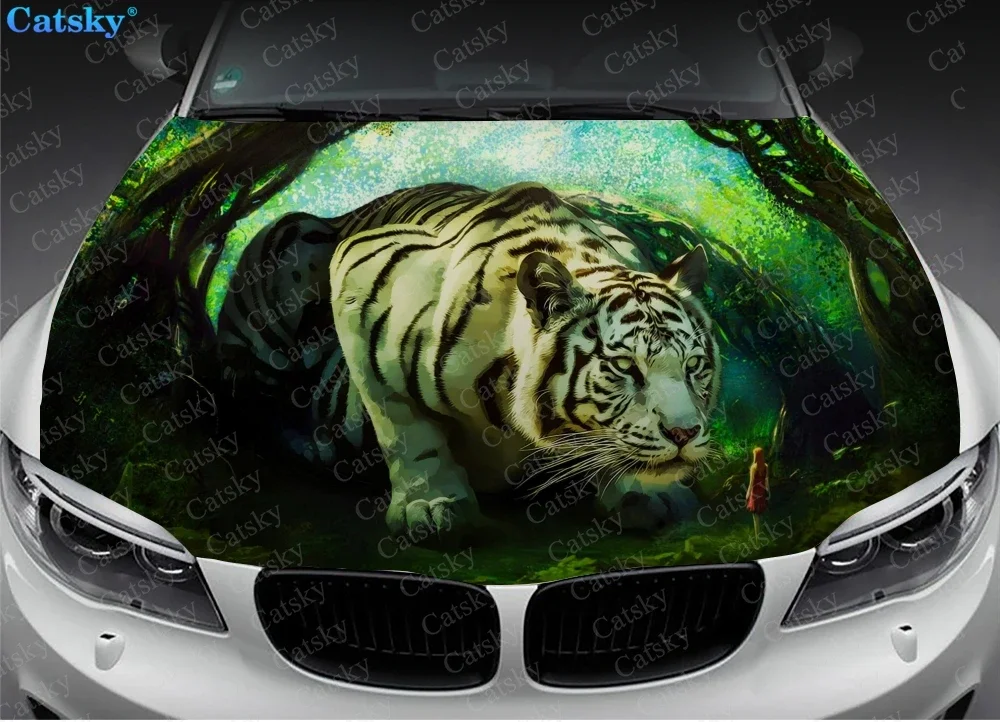 

ferocious tiger animal car hood decal vinyl sticker graphic wrap decal graphic hood decal suitable for most vehicle DIY