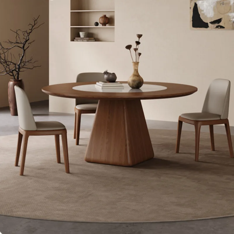 

Board turntable solid wood round dining table household round large apartment medieval ash