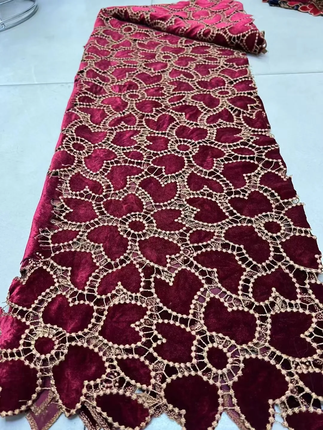 African Velvet Lace Fabric 2024 High Quality Nigeria Lace 5 Yards French Velvet Lace Fabric For Party Wedding Dress Sewing Cloth