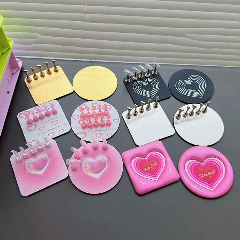 For Press On Nails Acrylic Shower Shelves Nail Art Display Manicure Tool Love Nail Holder Metal Nail Tips Stand