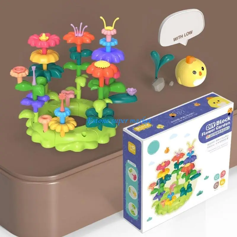090B Gardening doet alsof speelgoedsteel speelgoedbloembouwsteen stapelspel voor peuterbloemtuin bouwstenen speelgoed