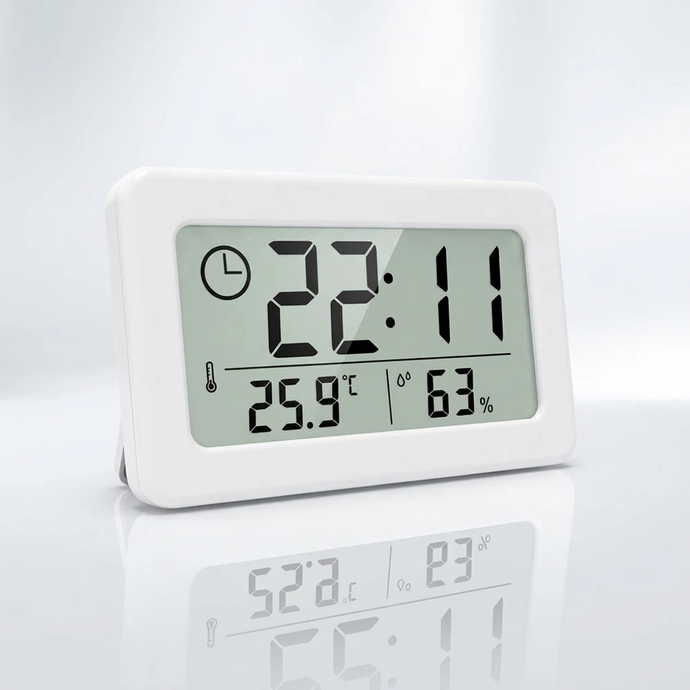 Relógio Digital com Medidor de Temperatura e Umidade, Alimentado por Bateria, para Montagem em Mesa ou Parede, Ideal para Cozinha, Banheiro, Escritório, Sala de Estar e Quarto