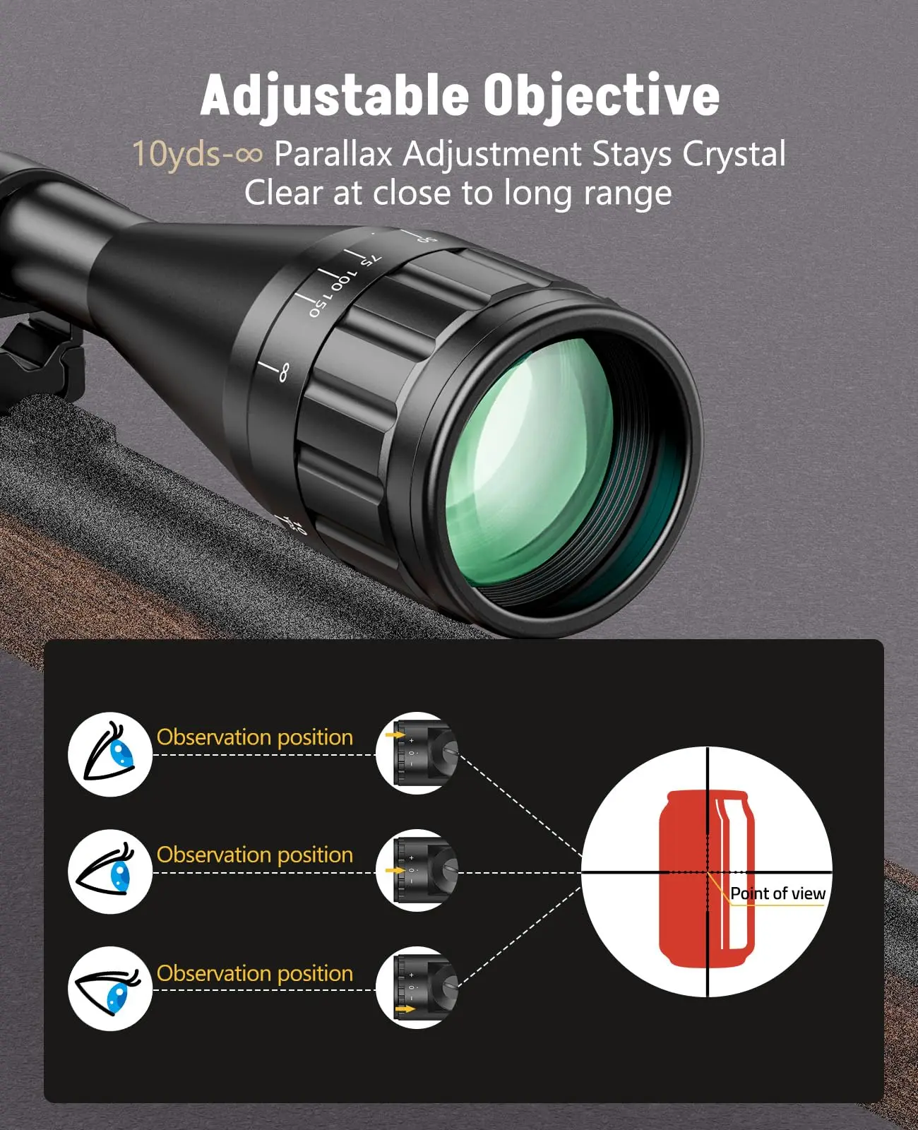 

6-24x50 AO Rifle Scope For Hunting Red Green Illuminated Long Range Scope 1 inch Tube SFP With Rings Parallax Adjustment