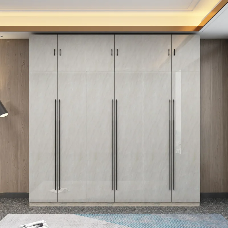 

Light luxury wardrobe simple modern bedroom household cabinet wooden combination three, four, five or six door wardrobe