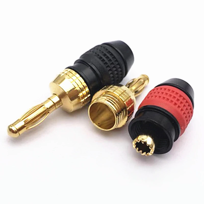 Banana Plugs Speaker Amplifier Wire Connector Adapter 24K Gold Plated Banana Connectors Jack for Hifi Audio Speaker Wire Cable