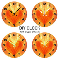 1 DIY Modern Round Wall Clock with A Luminous Heart-shaped Center - 10-inch Wood Veneer, for Living Rooms, Bedrooms, Kitchens