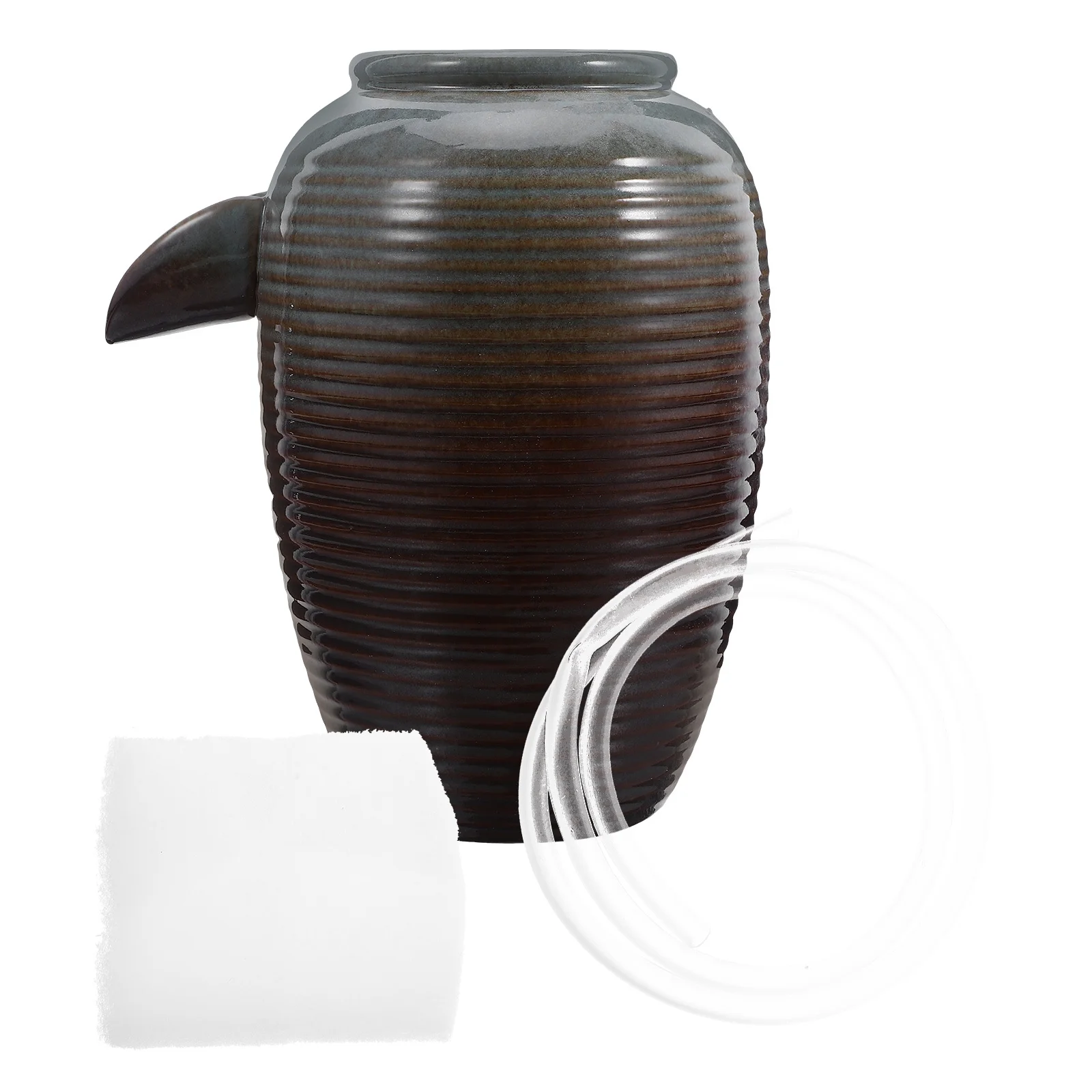 

Ceramic Jar Fish Tank Circulation Fountain Outdoor Garden Decor Water Feature No Pump Tabletop Aquarium Fountain