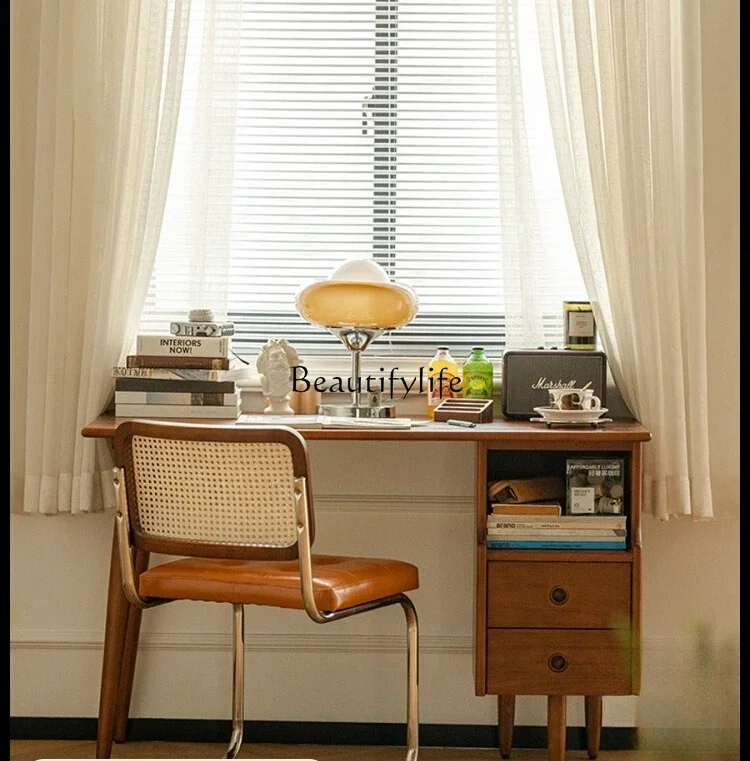 

yj21 Desk Solid Wood Retro Small Apartment Nordic Japanese Style Computer Study Desk