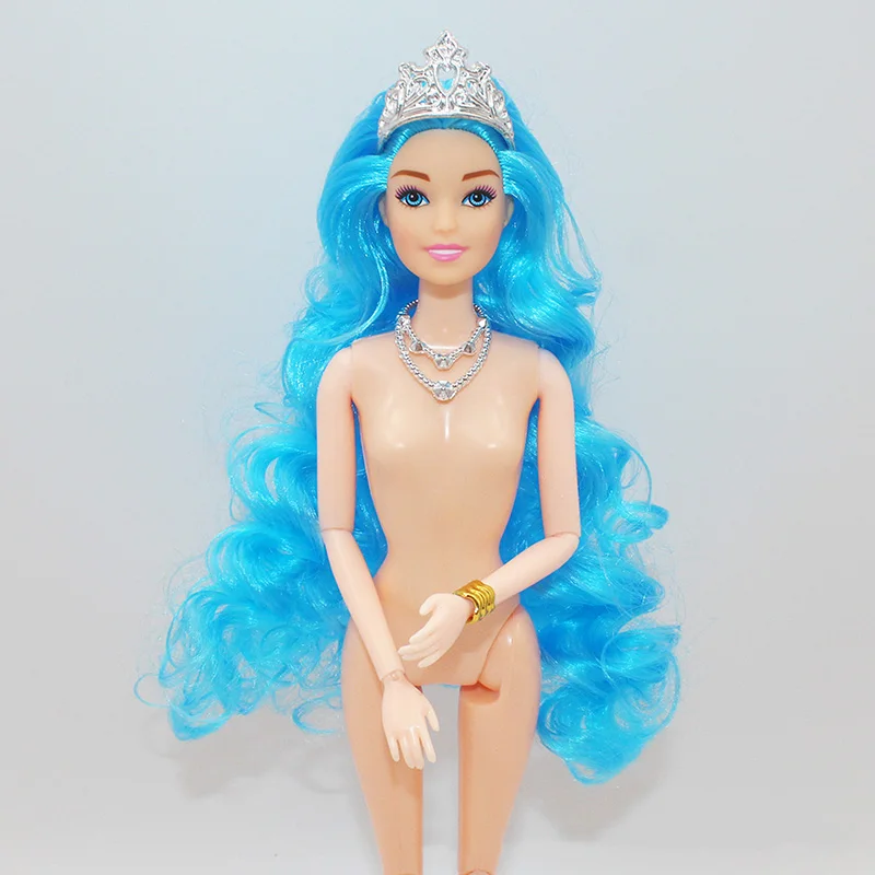 30cm Height Girl Doll Without Accessories with Purple Long Curly Hair 13 Joint Body Dress Up Toy for Children