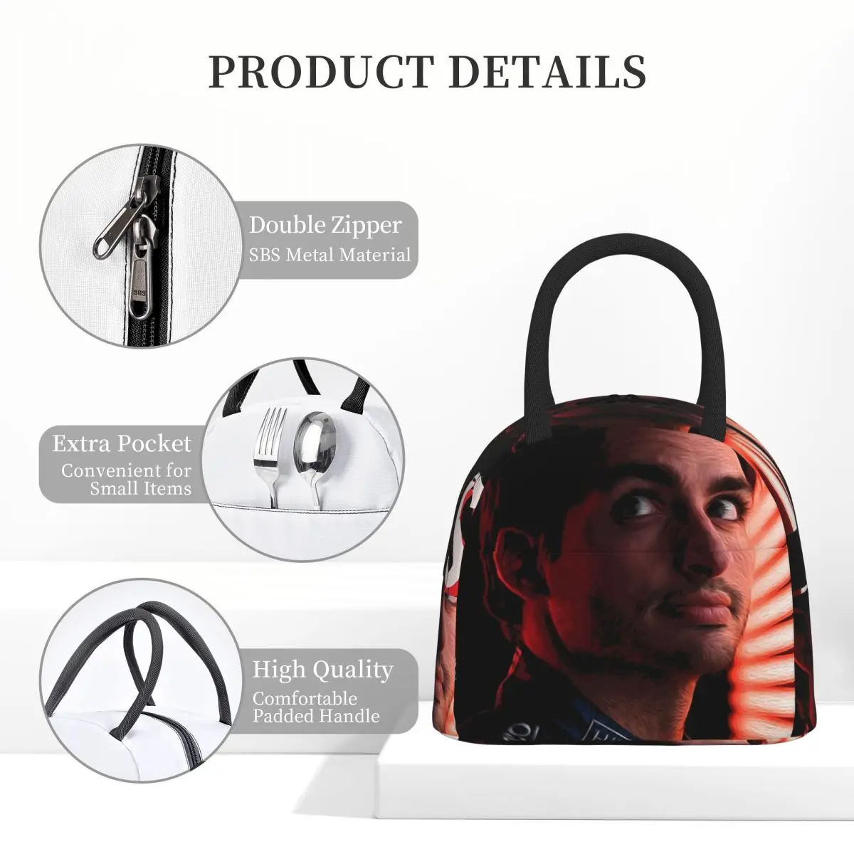 Carlos Sainz Jr F1 Signature Graphic - Dark Lunch Bags Insulated Bento Box Portable Lunch Tote Leakproof Picnic Bags Thermal Bag