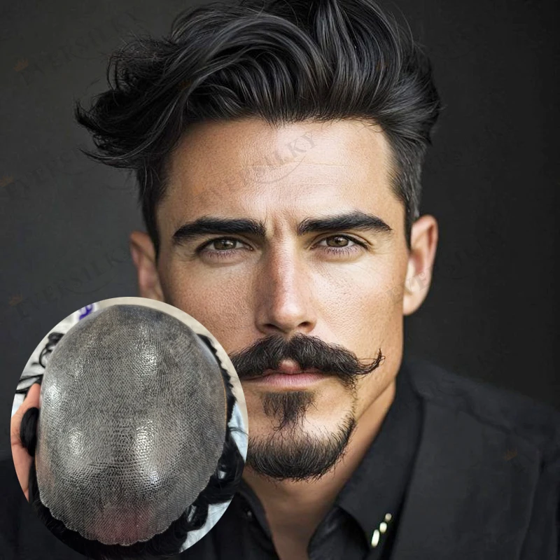 

Мужской парик Jet Natural Black Man из 100% индийских натуральных волос, прочный, с естественной линией роста волос, длина 6 дюймов, 30 мм, волнистый, на полной силиконовой полиуретановой основе, мужской тупе.