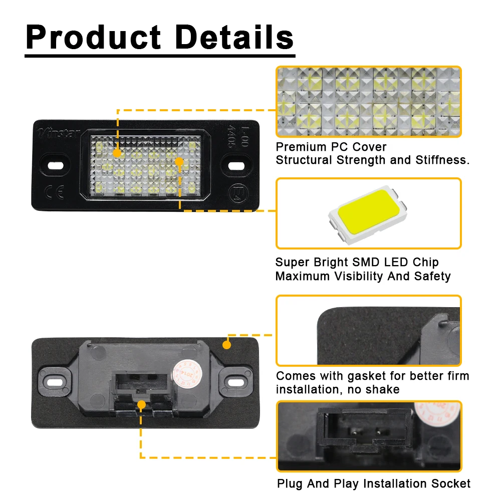 2PCS LED Number Plate Light For VW Golf 4 5 Variant Jetta MK4 MK5 For Porsche Cayenne VW Bora Passat B5.5 Tiguan License Lamp