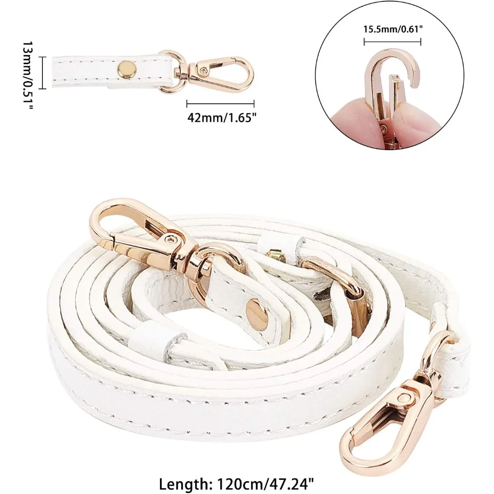 1Strand Leather Adjustable Crossbody Replacement Straps Cowhide Leather Purse Strap Handles For Shoulder Bags White