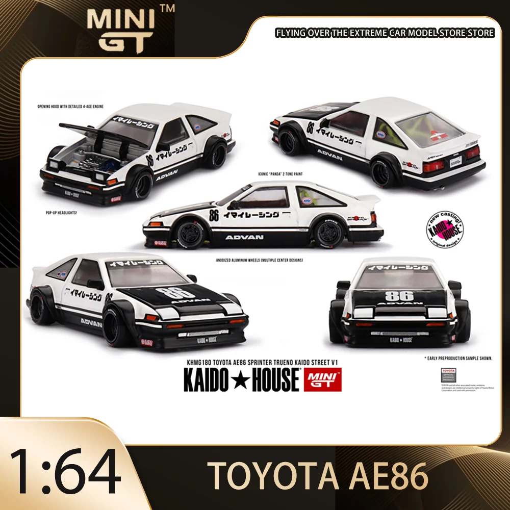

Kaido House+MINIGT 1:64 KHMG180 TOYOTA AE86 SPRINTER TRUENO KAIDO STREET V1 Alloy Premium Diecast Vehicle Model Toys