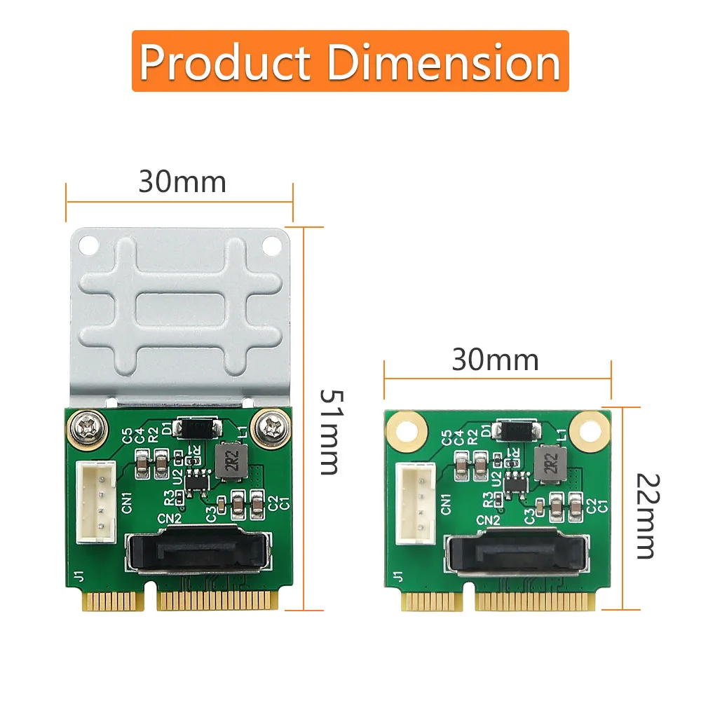 Add On Cards MSATA to SATA 2.5inch Adapter 5V Power Supply with Cable mSATA to SATA 2.5" Riser w/ Mini Card Half to Full Bracket