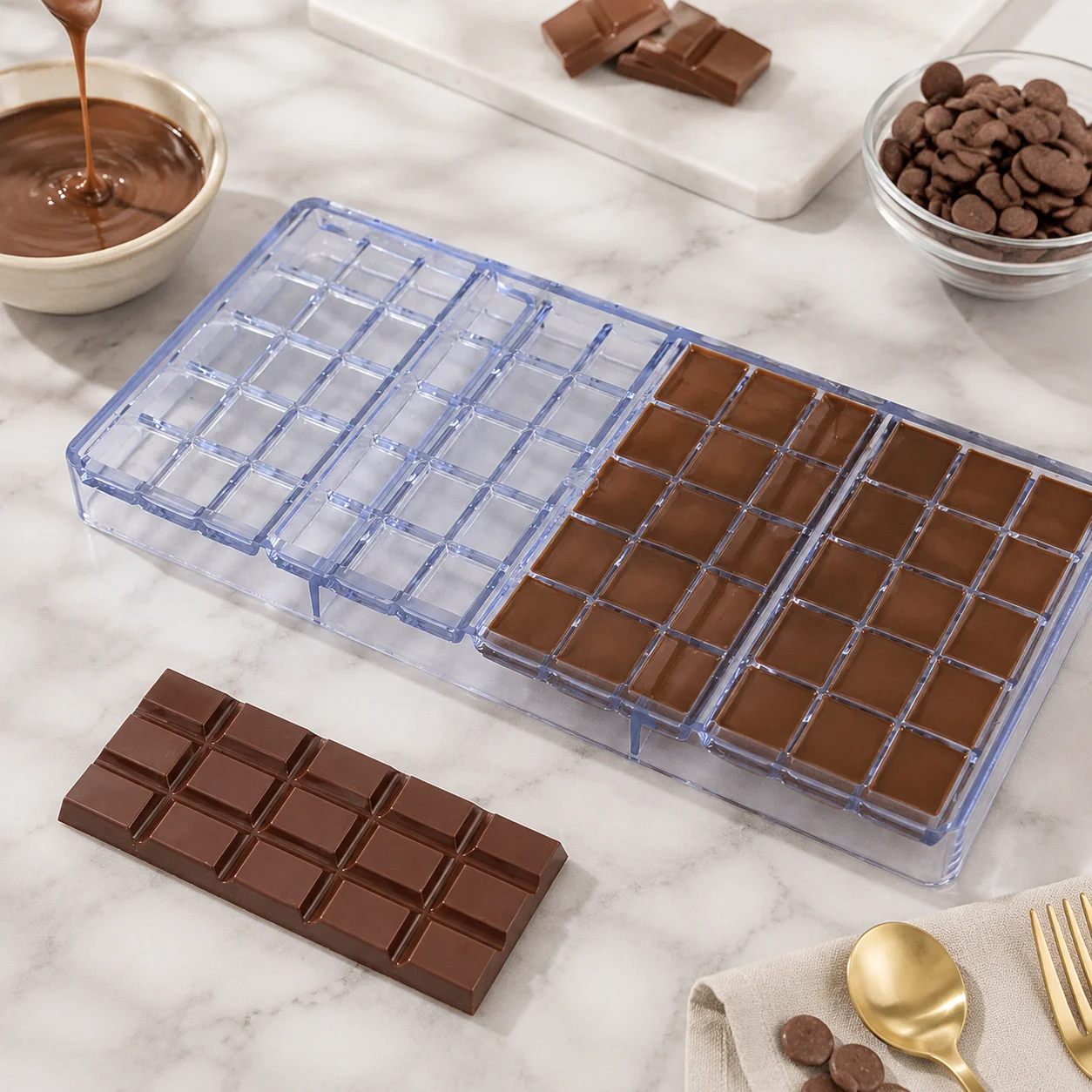 1Pc Polycarbonate Chocolate Bar Mold, Beginner Friendly Candy Mould for Baking & Pastry Making