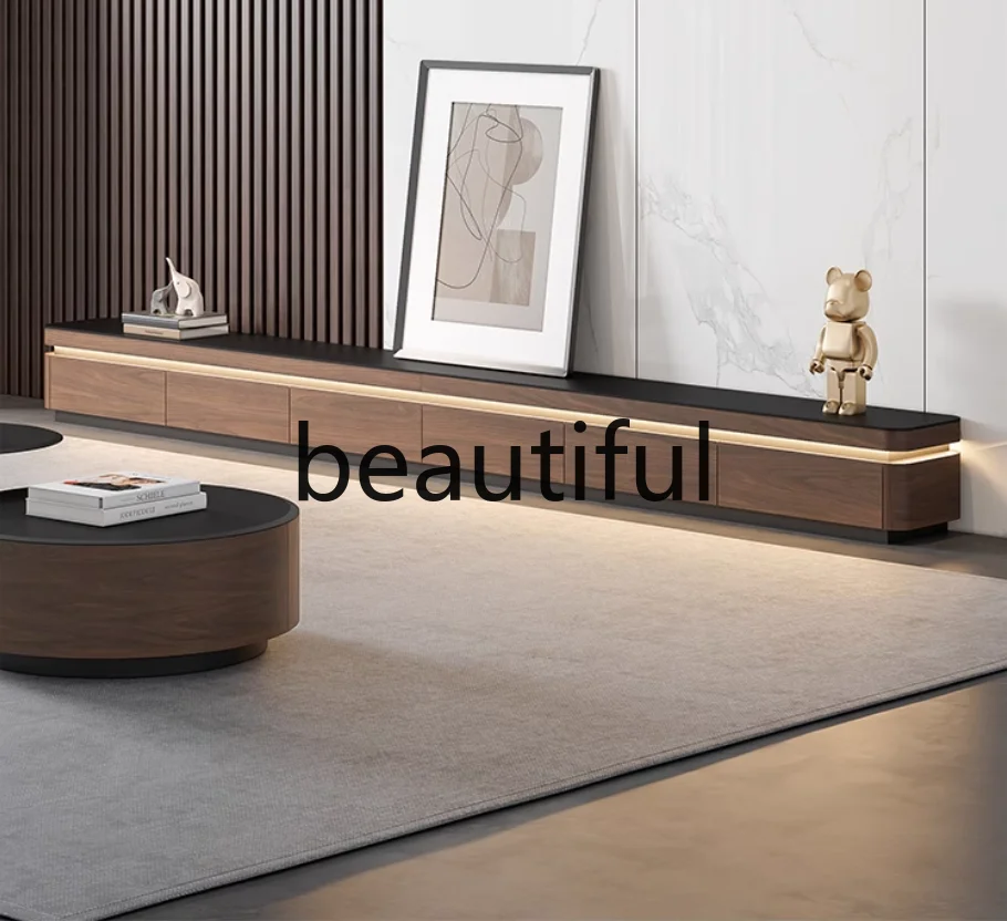 

D2520 TV cabinet living room, new high-end floor-to-ceiling home slate walnut locker