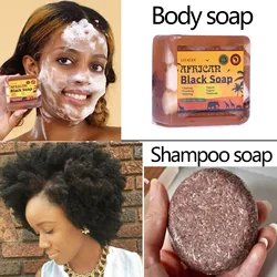 Hair growth Solid Shampoo Conditioner Moisturise soap African black soap Raw Black Soap body cleaning Shower Gel Promotion