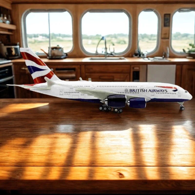 

1/240 Scale Planes A380 British Airline Airbus Resin Aircraft Model 30cm Die-cast Airplane With Wheel Stand Plane Collectib