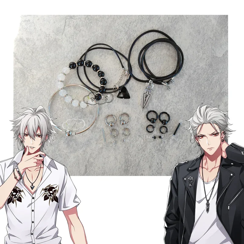 FC6Hypnosis Микрофон Aohitsugi Samatoki Cos Зажим для ушей Шпильки для ушей Косплей Серьги Ожерелье Браслет Костюм Аниме Опора Jewel @ FC8!