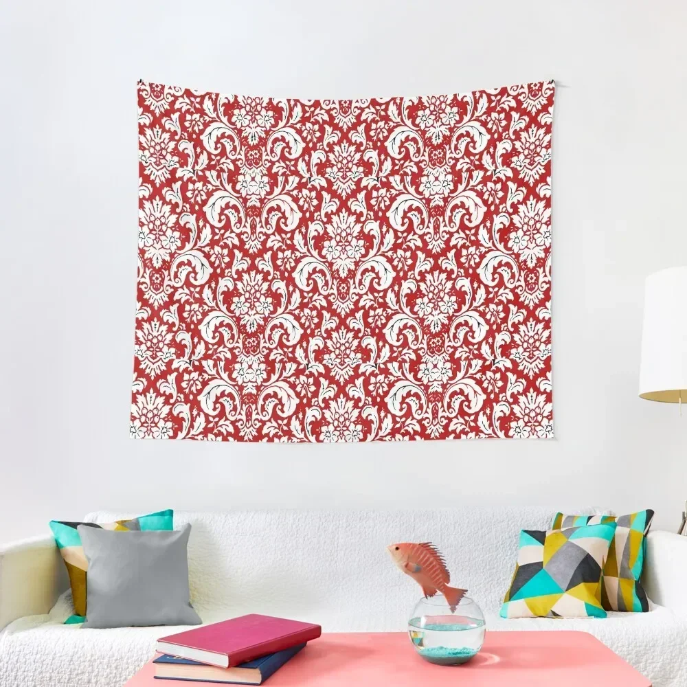 

Red and White Paisley Vintage Pattern Tapestry Aesthetic Room Decor Korean Room Decorations Aesthetics Tapestry