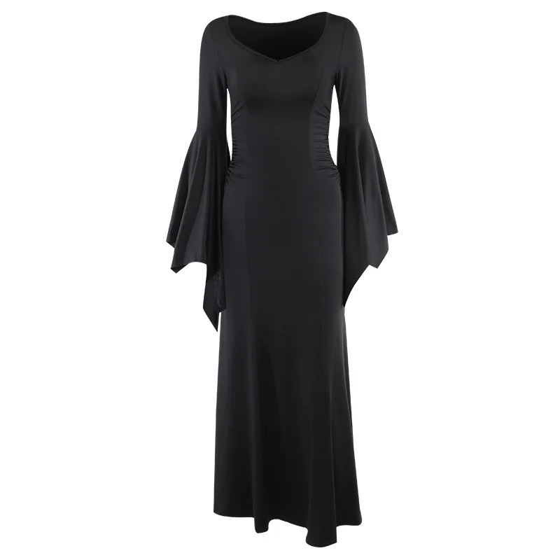 New Cosplay Costume Sexy Solid Color Slim Fit Bat Sleeve Fishtail Skirt Gothic Theme Party Role Playing Outfits for Adult Women view 5