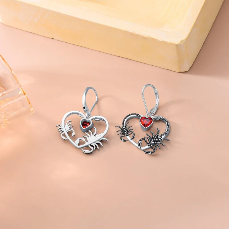 Y2K أقراط متدلية على شكل قلب فاسق بتصميم عقرب، أقراط متدلية على شكل قوطي للهالوين، هدية مجوهرات للحفلات البديلة الداكنة