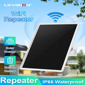 LS VISION Solar Powered WiFi Extender Signal Booster Outdoor Waterproof Extends Up to 500ft Compatible with 2.4G WiFi