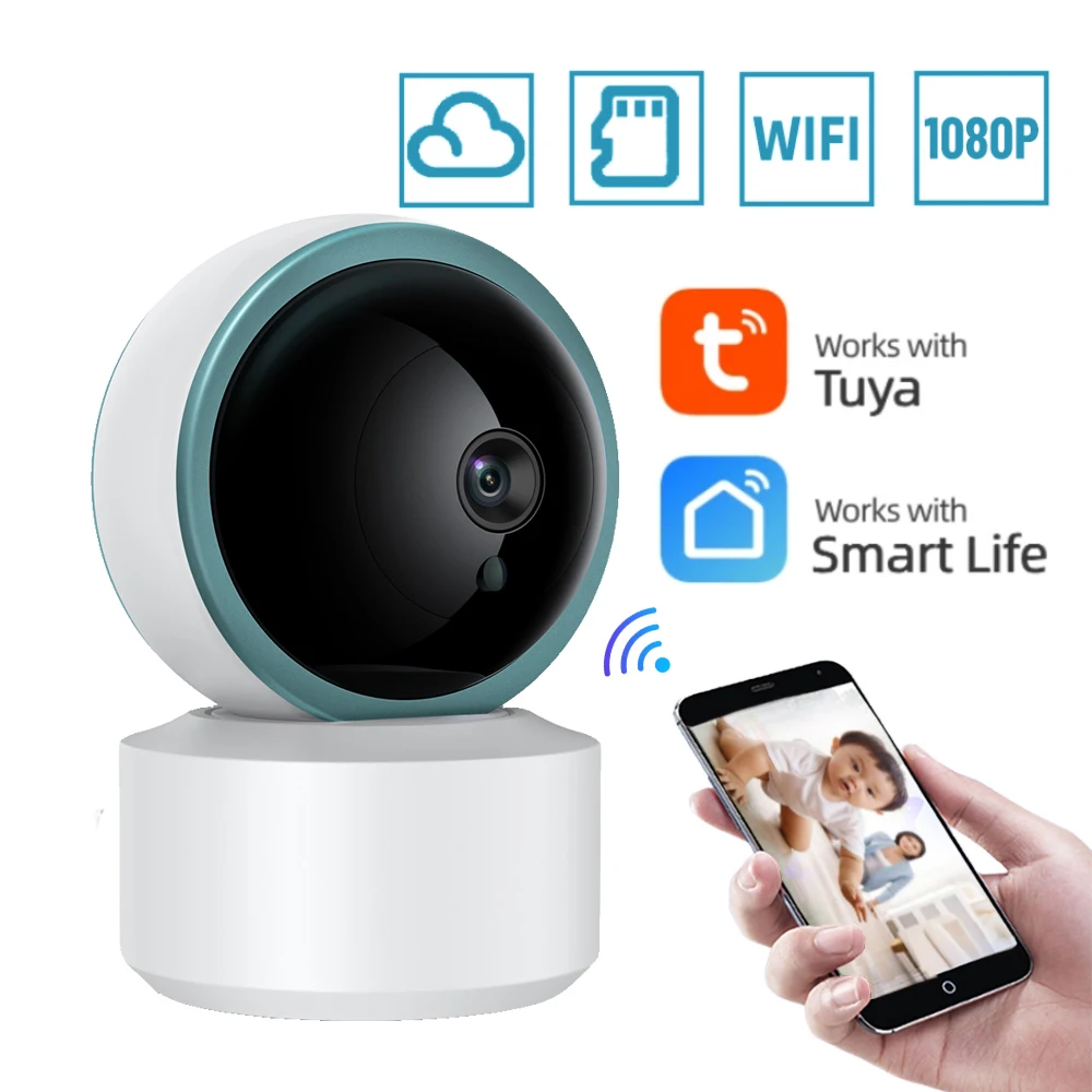 Telecamera di sicurezza domestica Tuya Smart 5MP per cani e gatti con rilevamento del movimento WiFi da 2.4GHz con telecamera di rete 1080P per