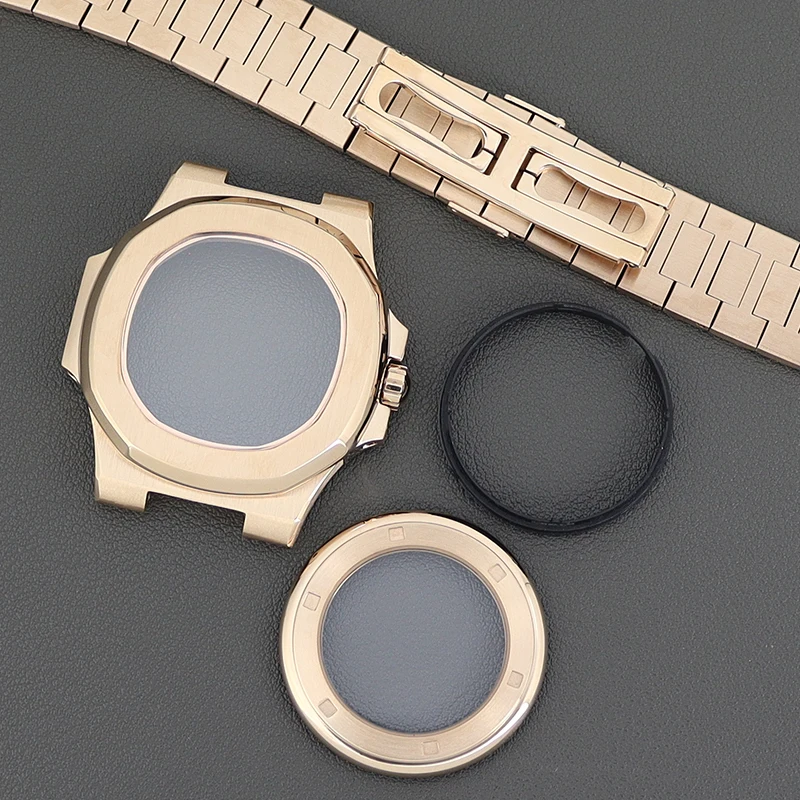 40mm Luxury Ms. Watch Cases Watchband Sapphire For Mod Nautilus Seiko NH35A NH36 NH34 NH38 4R36 Movement 30.8mm Dial Rose Gold