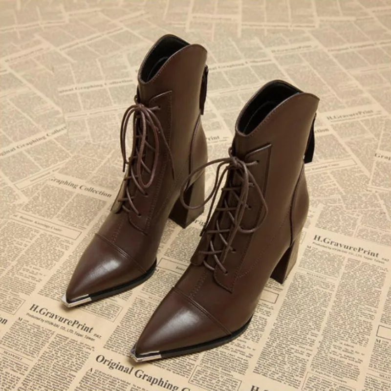 Women's Ankle Boots Fashion Pointed Toe High Heels Shoes for Woman Luxury Dress Winter Boots 2025 New Pumps Mujer Chelsea Botas