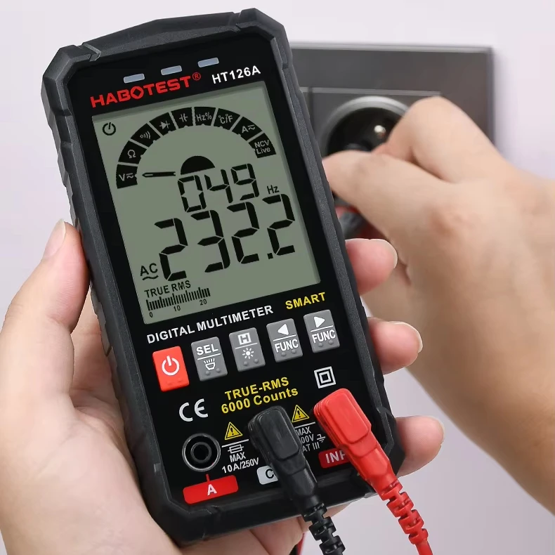 Habotest HT126A AC DC True RMS Data Hold Capacitance Electricians Auto Range 6000 Counts Intrinsically Safe 600V Multimeter