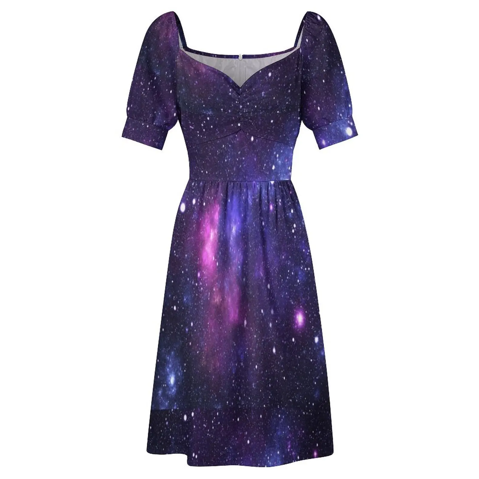 Robe longue à manches courtes pour femmes, vêtements d'été, violet, galAct, nébuleuse, étoiles, 2025