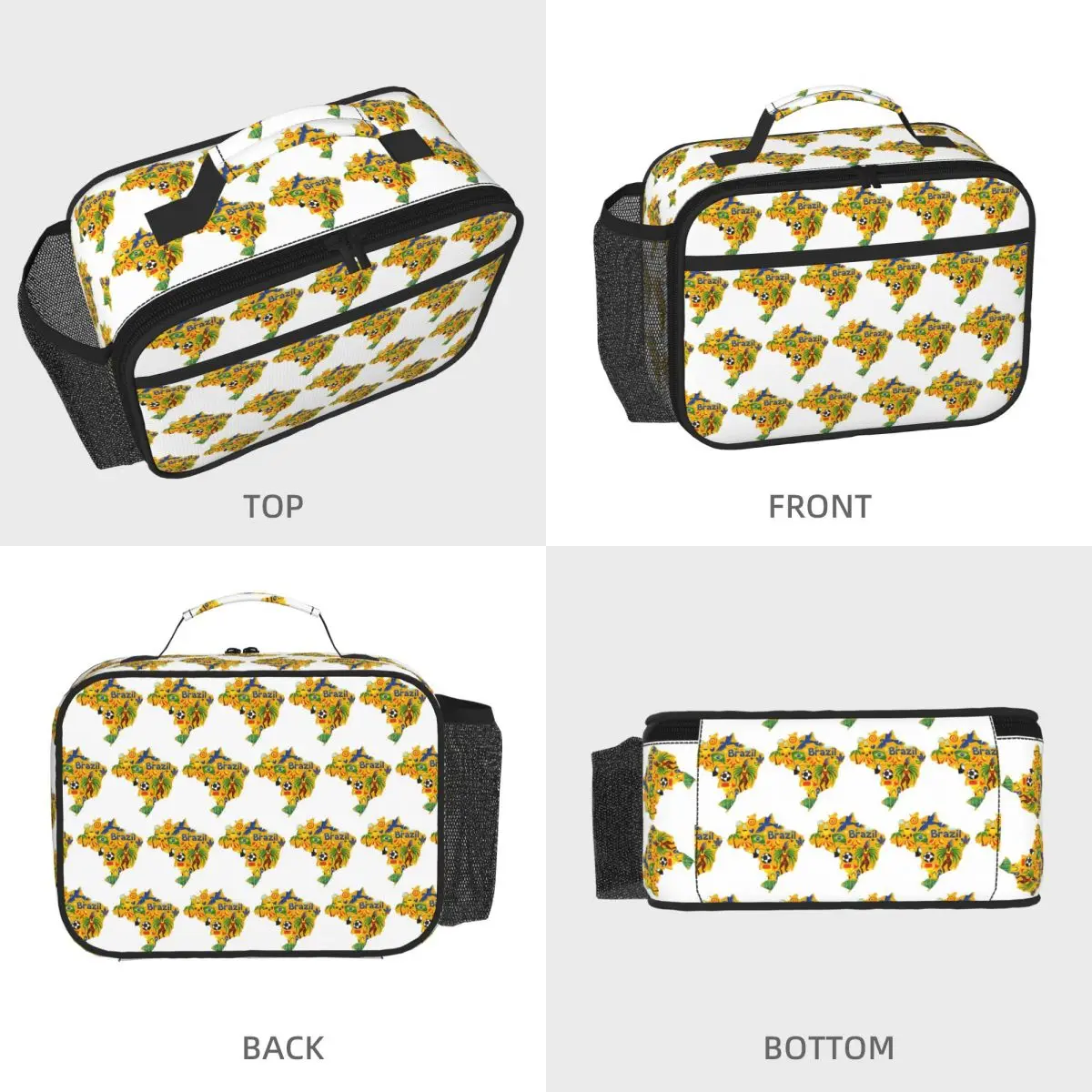 Brazil Abstract Map Insulated Lunch Bag for Women Children Leakproof Food Boxes Thermal Lunch Box Tote