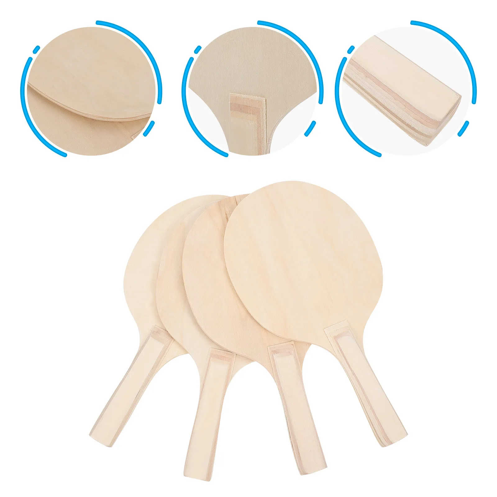 4Pcs Badminton Paddle Set Premium Wood Solid Elastic Lightweight for Beach Ball Game Multi-Player Entertainment