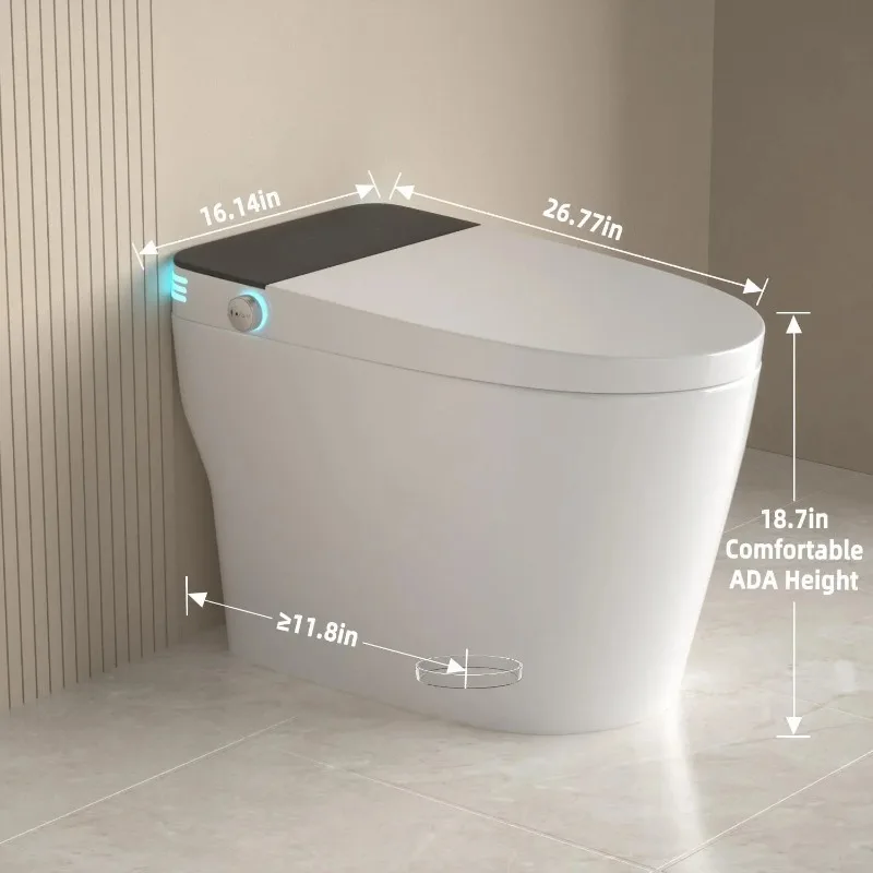 

High-End Floor-Mounted Smart Electric Ceramic Toilet - Round Bowl, S-Trap Drainage & Remote Control