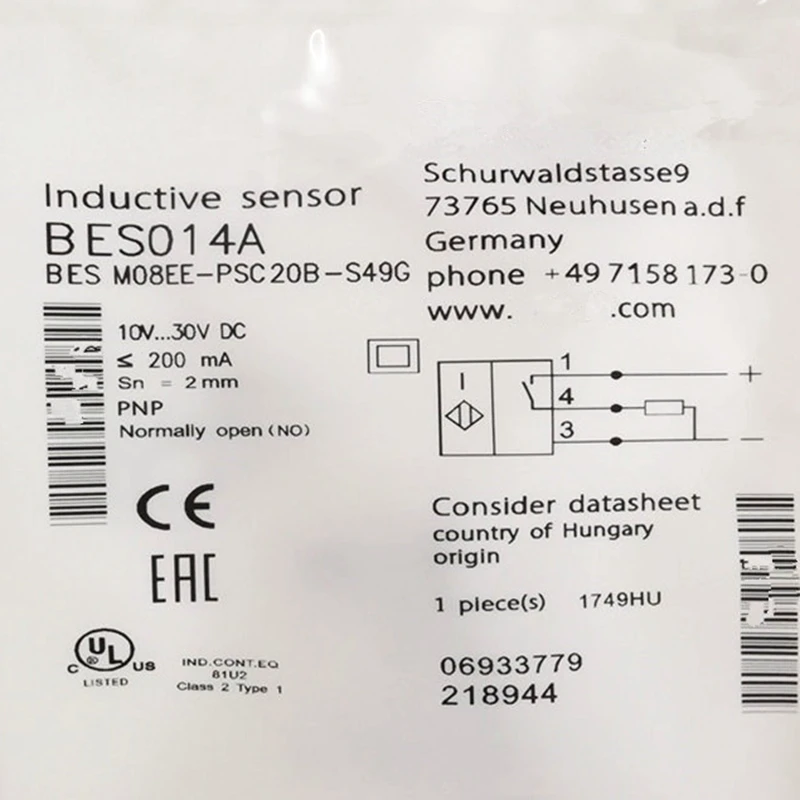 Newly imported original BALLUFF BES M08EE-PSC20B-S49G product in stock. BES014A