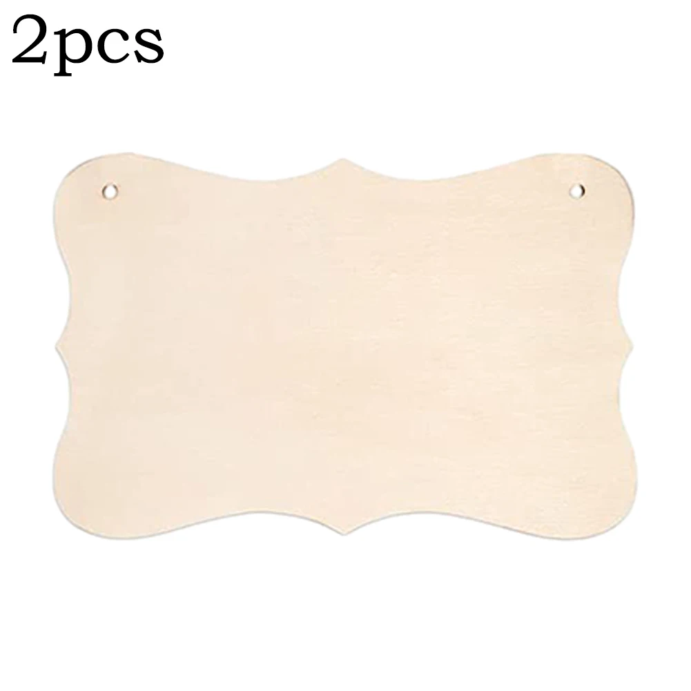 2PCS Unfinished Wood Crafts Blanks Rectangle-Shaped Wood Ornaments Plaques Wood Sign For DIY Hanging Decorations