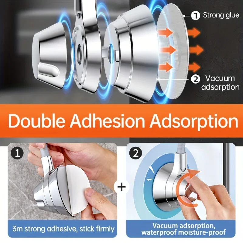 Musurjoy 1pc Bathroom Shower Head Bracket, Punch-free Rain Spray Head Fixer, Universal Adjustable Wall Hanging Shower Base image 6