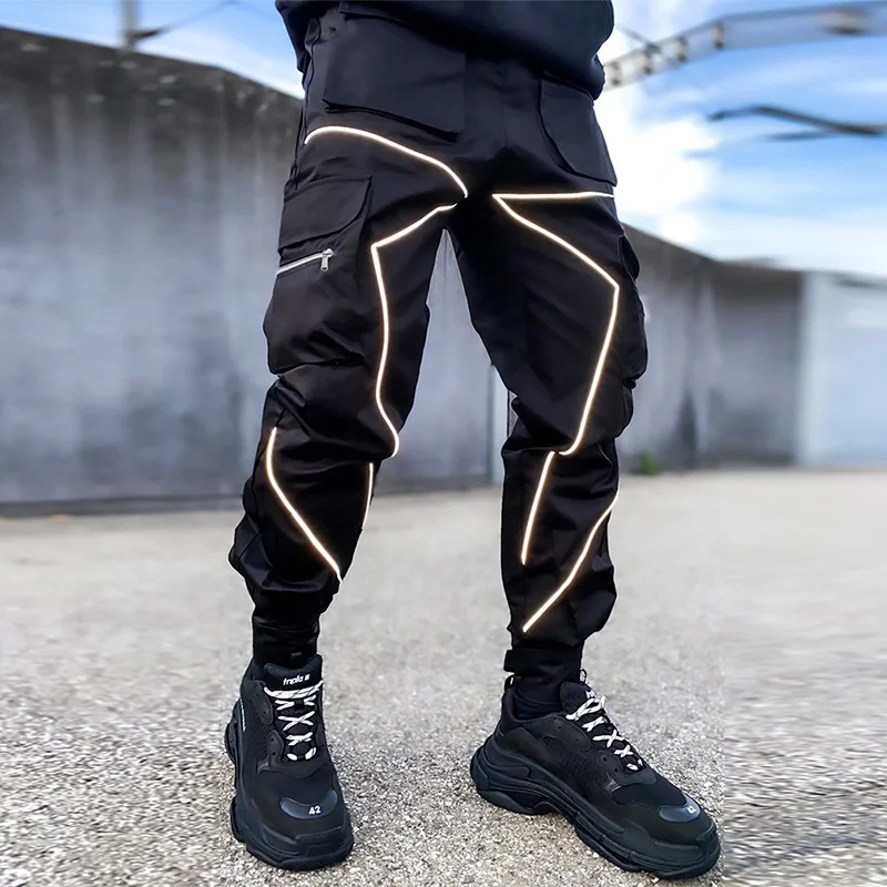 

Men's Hip Hop Joggers Pants Casual Trousers Fitn Wolf Brand Straight Leg Long Pants mid Waist Youth Casual een Color