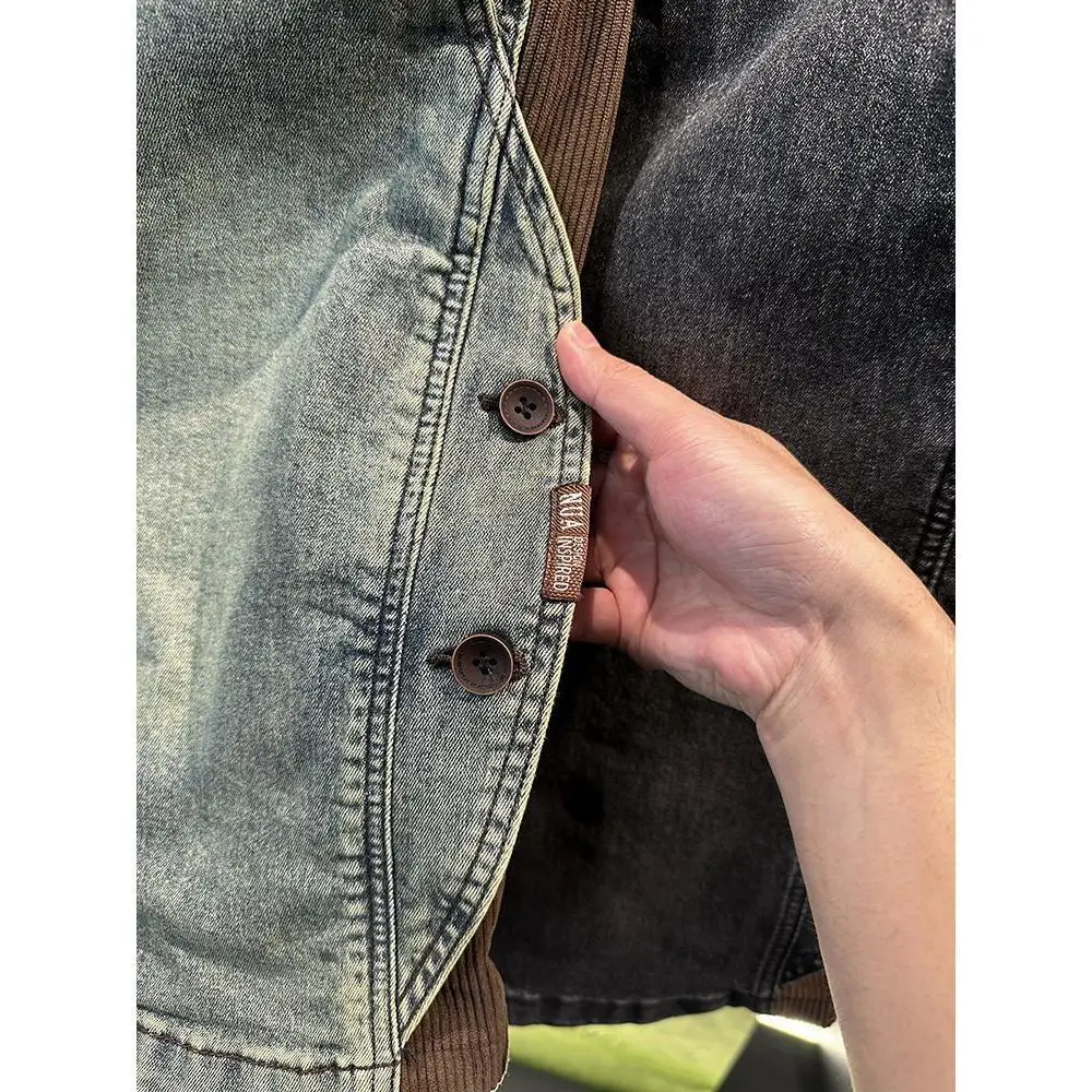 Denim Shorts Men's Summer Button Splicing Elastic Waist Medium Pants Half Breeches Menswear Clothing Luxury Cotton Trousers