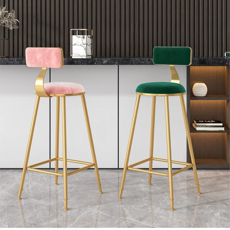 Artistic Life Nordic light luxury ins bar stools simple fashion bar chair bar stool backrest high foot stool net red bar stool