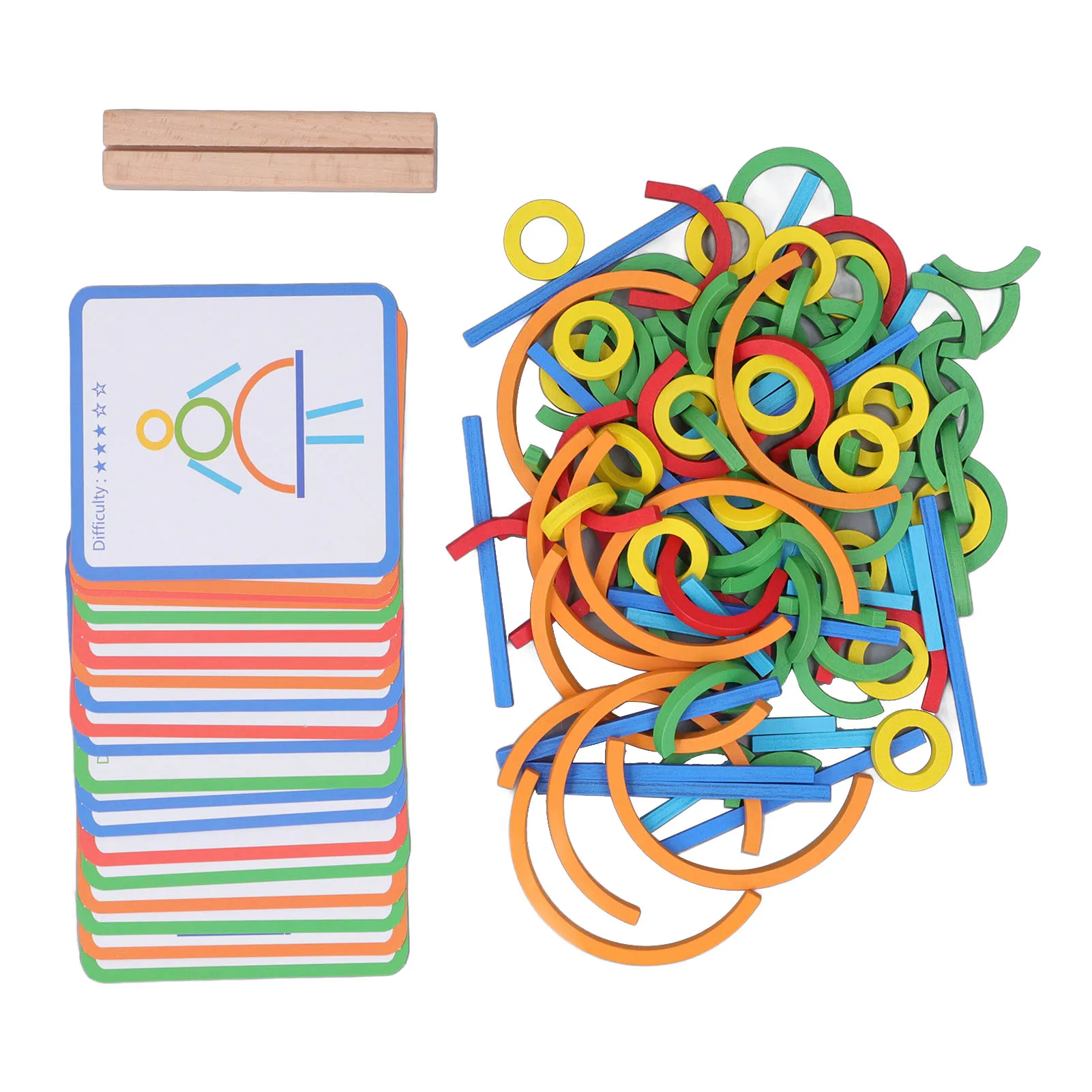 ZK20 Sticks Rings Puzzle Toy Wooden Sticks Rings Matching Creation Matching Early Learning Educational Toys for Boys Girls