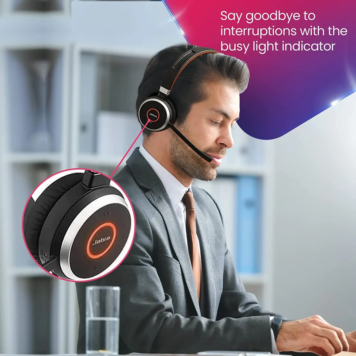 Jabra سماعات رأس لاسلكية بلوتوث ، تتطور 65 ، UC MS (Duo) SE