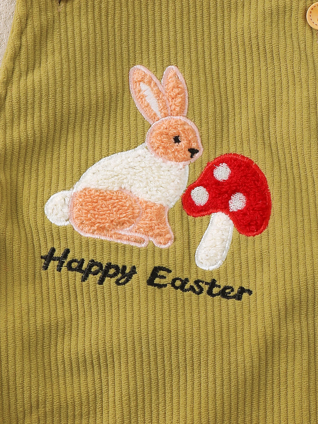 Baby Romper Suit Easter Rabbit Embroidery Pattern Corduroy Sleeveless Triangle Clothes for Infants And Toddlers
