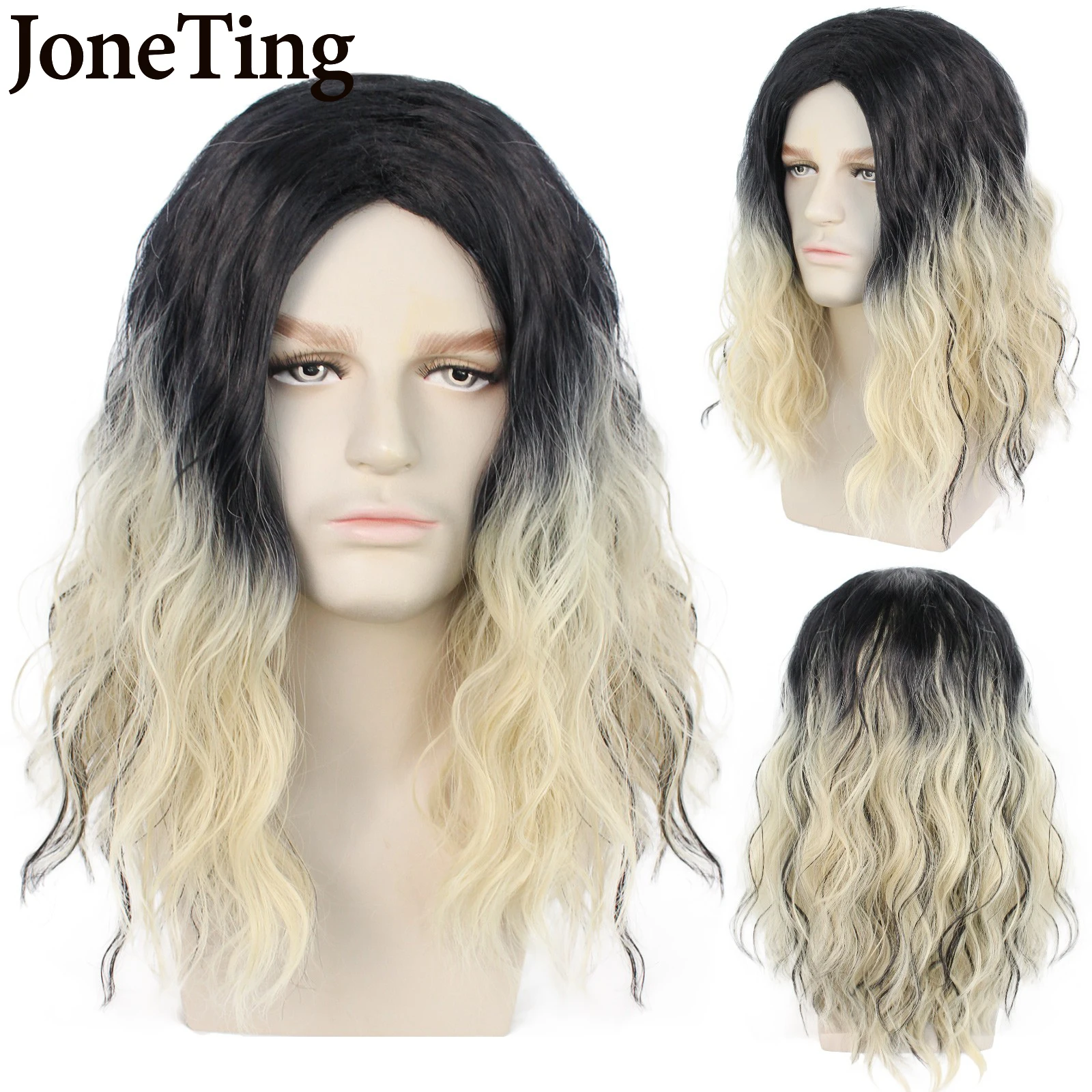 

JT Synthetic 80s Wigs Long Curly Wave Layered Hair with Cap Men Wigs Male Rock Wig Long Culry Punk Heavy Metal Wig Halloween