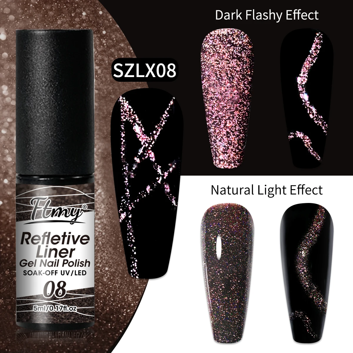 5 ml Eyeliner-Gel-Nagellack, 2 ultrafeine Pinselköpfe, französische Pull-Line-Graffiti-Malerei, Streifendesign, Gel-Lack