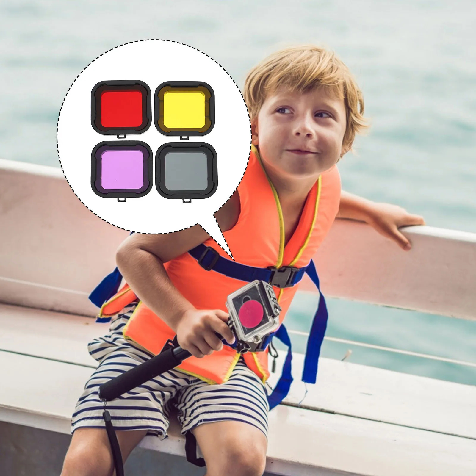 

4 pcs Waterproof Lens Filter For Scuba Diving 5-25M High Transparency Underwater Camera Filter For Camera